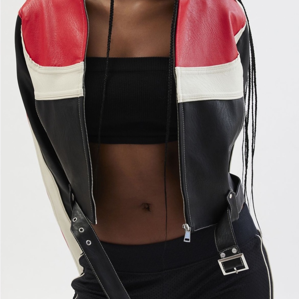 Stylish Colorblock Leather Jacket